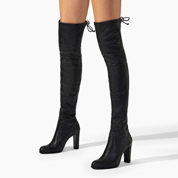 Stuart Weitzman Highland Stretch Leather Black Over-the-knee Boot - Picture 2 of 16